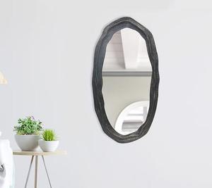 Rustic Irregular Oval Wall Mirror With Metal <b>Frame</b> Decorative Home Accent - Product Image 2
