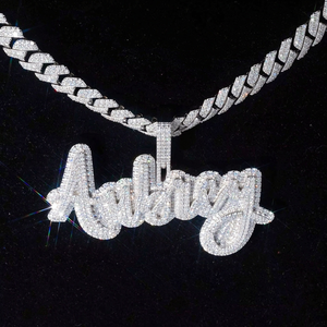 Style Hip Hop 2.5 pouces 925 argent Sterling nom pendentif luxe coupe ronde laboratoire cultivé diamant lettre pendentif bijoux fins - Product Image 1