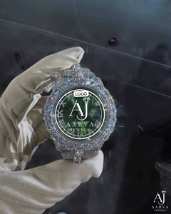 Reloj de Lujo con Cristales de Cuarzo y Moissanita, Acero Inoxidable, Esfera Redonda con Números Romanos, Resistente al Agua 5BAR para Hombre - Product Image 3