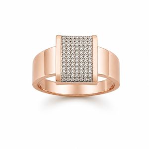 18k gold <b>mens</b> rose Gold Square Cluster Diamond <b>Ring</b> Micro Pave CZ Statement Band Luxury Wedding Party Engagement Gift Jewelry - Product Image 1