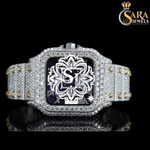 Montre de luxe pour homme de qualité supérieure, 41 mm, acier, squelette, cadran blanc, sertie de diamants, pour le travail, les rassemblements sociaux et les événements nocturnes - Product Image 1