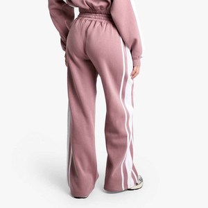 Ensemble de survêtement deux pièces pour femme, manches longues, col rond, coupe ample, sweat-shirt sportif, pantalon de jogging avec bande latérale, tissu polaire - Product Image 2