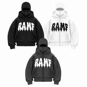 Sweat-shirt à capuche double balaclava Y2K pour homme, coupe ample, doublure unie, idéal pour l'hiver - Product Image 1