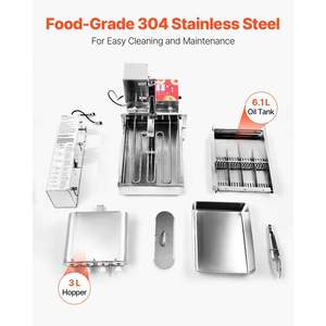 Fabricant automatique commercial de beignets en acier inoxydable 4 rangées 240 pièces/heure électrique haute puissance beignet friture friteuse automatique Intelligent - Product Image 5