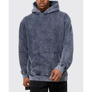 Sudadera con Capucha Oversize Vintage de Invierno con Lavado Ácido Personalizado y Bordado, Mezcla Ecológica de Poliéster/Algodón, Estilo Urbano para Hombre - Product Image 1