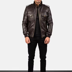 <b>Men's</b> Genuine <b>Leather</b> <b>Jacket</b> Stand Collar Zipper Closure Black <b>Leather</b> Premium quality Heated Windproof <b>Leather</b> <b>Jacket</b> 2027 - Product Image 6