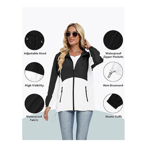 <b>Women's</b> Lightweight <b>Waterproof</b> Windbreaker Rain <b>Jacket</b> with Hood <b>Packable</b> Outdoor Travel Hiking Finished Woven Fabric - Product Image 3