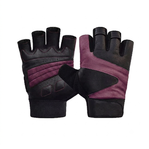 Half Finger Leather Gym <b>Gloves</b> for <b>Weight</b> Lifting Unisex Fitness High Quality Workout <b>Glove</b> with Pull On Closure Brown and Black - Product Image 2