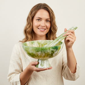 Modern Unique Customized Eco-Friendly Resin Salad <b>Servers</b> & Dinner Spoon Set Handmade Dishwasher Safe - Product Image 1