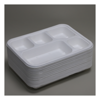 Barquette alimentaire jetable biodégradable en bagasse à 3/4/5/6 compartiments, écologique et compostable, pour plats à emporter, vente en gros