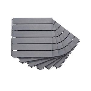 "Light Gray Acacia Hardwood 12" X 12" <b>Interlocking</b> Deck <b>Tiles</b> 30 PCS Striped Pattern Smooth Finish Outdoor Patio Flooring" - Product Image 4