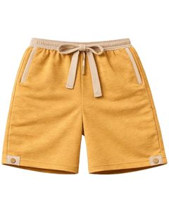 Ensemble décontracté d'été pour homme : débardeur jaune moutarde sans manches et short en coton avec cordon de serrage beige – Ensemble deux pièces - Product Image 4
