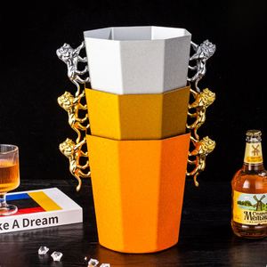Cubo de Hielo Metálico de Acero Inoxidable de 5L con Asa de León Dorado para Cerveza, Vino, Champaña, Ideal para Bares, Restaurantes, Fiestas y Bodas - Product Image 3