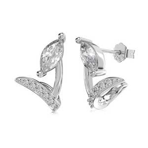 Lab Grown Diamond Stud <b>Earring</b> Custom 925 Sterling Silver Marquise Cut Round Cut Cluster Geometric Curved Floral Studs Wholesale - Product Image 1