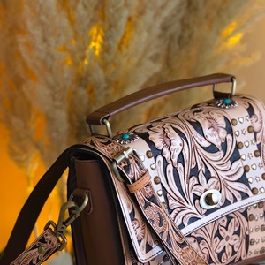 2026 New Western Stylish Hand Tooled 100% Genuine Leather Briefcase <b>Bags</b> For Women <b>Work</b> <b>Bags</b> Carry Crossbody Shoulder Laptop <b>Bag</b> - Product Image 5