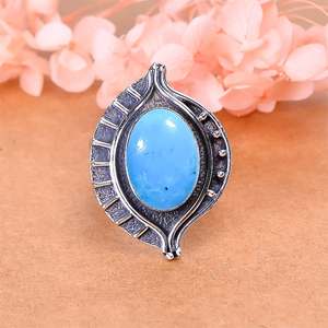 Bague en turquoise magnésite, argent sterling 925, ajustable, bijou en pierre précieuse, faite à la main, bague de luxe pour femme - Product Image 1
