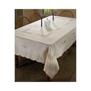 100% Organic Cotton Table Cloth Rectangle Half White Floral Embroidered Oilproof Bulk OEM ODM Export India - Product Image 1
