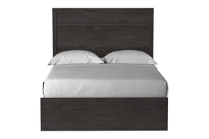 Modern Dark Wood Queen <b>Bed</b> Frame with 2-Drawer Storage <b>Platform</b> Bedroom Furniture Set for Apartment & Hotel Use - Product Image 2