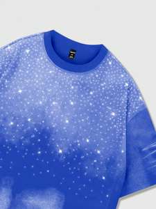 Camiseta Oversize Personalizada con Pedrería Brillante, Transpirable, 100% Algodón de Alto Gramaje para Hombre, 250-300GSM, Lavado Ácido, Cuello Redondo - Product Image 4