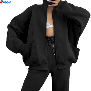 Conjunto Deportivo Personalizado para Mujer, Sudadera con Cremallera y Pantalones de Chándal Negros, Corte Holgado, Color Sólido, Ropa Deportiva Informal - Product Image 6