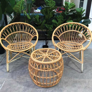 Rattan Garden Furniture Set <b>Outdoor</b> Bistro Chair and <b>Table</b> Tropical Style Weather Resistant Natural Rattan Patio Set - Product Image 5