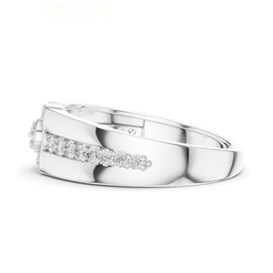 Impresionante Conjunto de Diamantes de Laboratorio Halo para Novia con Piedras Centrales Redondas Brillantes en Oro Blanco de 18k, Elegante Anillo de Compromiso - Product Image 3