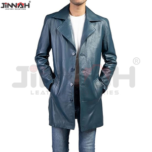 เสื้อโค้ทหนังทรงยาวสำหรับผู้ชาย ฤดูหนาว แฟชั่นทันสมัย ทรงเข้ารูป ราคาขายส่ง เสื้อโค้ทหนังกันหนาวสำหรับกิจกรรมกลางแจ้ง - Product Image 4