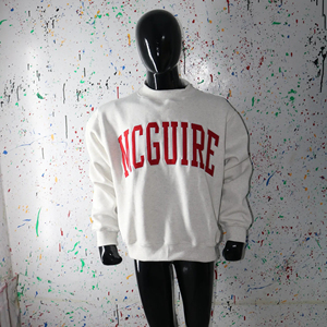 Crewneck Sweatshirt White Oversized Polyester/Cotton Knitted Unisex Casual Anti-Wrinkle Long Front Logo Autumn Wear - Product Image 3