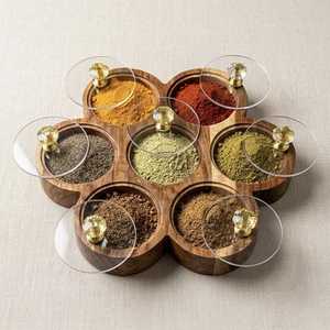 Handmade Polished Eco-Friendly Nautical Sandalwood Dishwasher Safe Dust/Scratch Resistant 4-Compartment American Style Spice <b>Box</b> - Product Image 6