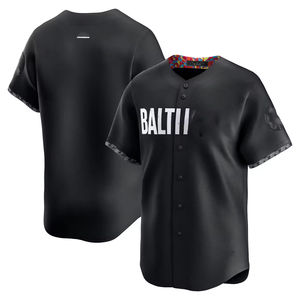 Camiseta de Béisbol Sublimada Personalizada Profesional para Hombre, Uniforme de Equipo con Botones Completos, Diseño Urbano Negro, Camiseta Deportiva Transpirable - Product Image 4