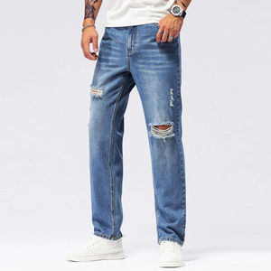 Vaqueros casuales de moda para hombre, nuevos, lisos, de primavera, desgastados, rectos y holgados, hechos en Pakistán, ¡gran oferta! - Product Image 1