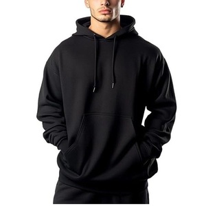 Custom Men's Hoodies Cotton Heavyweight Solid Color Pullover <b>Sweatshirt</b> for Gym Streetwear - Product Image 4
