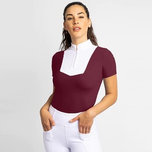 Camisetas Ecuestres Negras para Mujer con Etiqueta Personalizada, Ligeras, de Secado Rápido, con Cierre de Cremallera, Transpirables, 100% Malla - Product Image 2