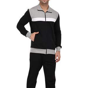 Survêtement Homme Color Block à Fermeture Éclair Intégrale Col Montant Sportswear Décontracté Noir Gris Blanc Polyester Coton Vêtement d'Automne - Product Image 3