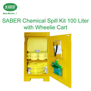 Kit de Respuesta a Derrames de Productos Químicos y Materiales Peligrosos de Alta Resistencia de 100L - Sistema Absorbente Completo en un Carro con Ruedas - Product Image 5