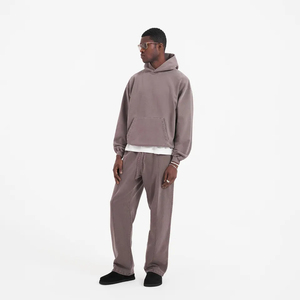 Sudadera con Capucha Negra Unisex, Manga Larga, Corte Holgado, Diseño Geométrico, Algodón, Estilo Casual Urbano, Diseño 2 en 1, Bolsillos Laterales, Elástico - Product Image 4
