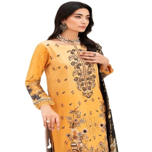 <b>Eid</b> Sale Indian-<b>Pakistani</b> Heavy Embroidery Work Pure Cotton Ethnic Modern Three Piece Salwar Kameez Saari for Women - Product Image 1