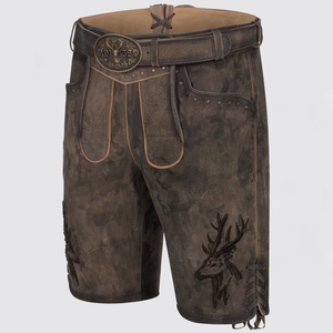 Shorts en cuir véritable brodés traditionnels bavarois pour hommes |   Taille haute grande taille, écologique, personnalisé, été - Product Image 5