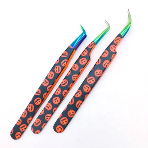 Ensemble de pinces à cils en acier inoxydable avec logo personnalisé OEM Boîte de pinces à épiler à pointe en fibre colorée enduite de plasma Acceptable pour logo personnalisé - Product Image 6