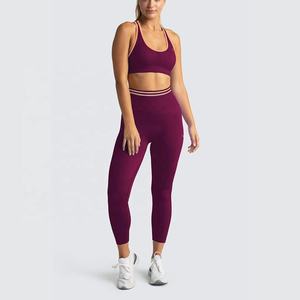 <b>Teal</b> Seamless Yoga Set High Waist Leggings Crop <b>Top</b> Racerback Sports Bra Full Length Solid Color Contrast Binding - Product Image 5