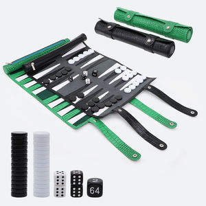 Juego de Backgammon de Viaje Enrollable de Cuero, Juego de Mesa Portátil de PVC y Cuero para Viajes y Actividades al Aire Libre - Product Image 1