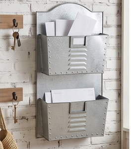 Elegante Buzón de Pared de Acero Galvanizado con Dos Compartimentos para Almacenamiento de Cartas y Documentos, Estilo Rústico - Product Image 5