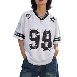 Camiseta de fútbol de malla estampada con cuello en V, manga corta, unisex, ropa deportiva transpirable para adultos, para todas las estaciones - Product Image 4