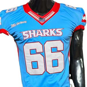 Maillot de football américain brodé, sergé respirant, sublimation, pantalon intégré de grande taille, matériel court et extensible - Product Image 1