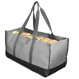 Sac de transport pour bûches en toile cirée avec ensemble en cuir pour cheminée, idéal pour le camping - Product Image 1