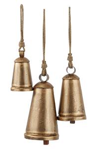 Ensemble de clochettes en métal doré au design moderne, 3 clochettes harmonieuses pour arbre de Noël, écologiques, faites à la main, décoration rustique pour la maison, taille et logo personnalisables - Product Image 3