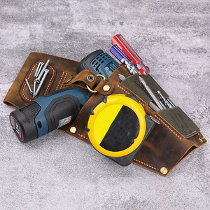 Étui de ceinture en cuir véritable pour outils électriques, robuste, pour électricien, charpentier, travaux de construction, pochette de travail en alliage, automatique - Product Image 2
