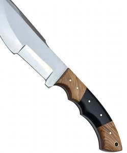 Couteau utilitaire recurvé artisanal en acier inoxydable avec manche en bois d'olivier et ébène noir - Product Image 2