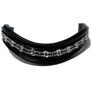 BANDAS DE CEJAS DE CABALLO DE CUERO EQUINO DE ALTA CALIDAD CON CRISTALES DE DOBLE FILA FABRICANTE BLING DE LA INDIA - Product Image 1
