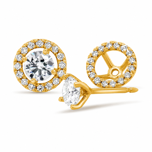 Pendientes de tuerca minimalistas con diamantes de talla redonda Adele Halo, de oro macizo de 10K, 14K, 18K, con diamantes extraídos de la tierra, regalo para ella. - Product Image 3